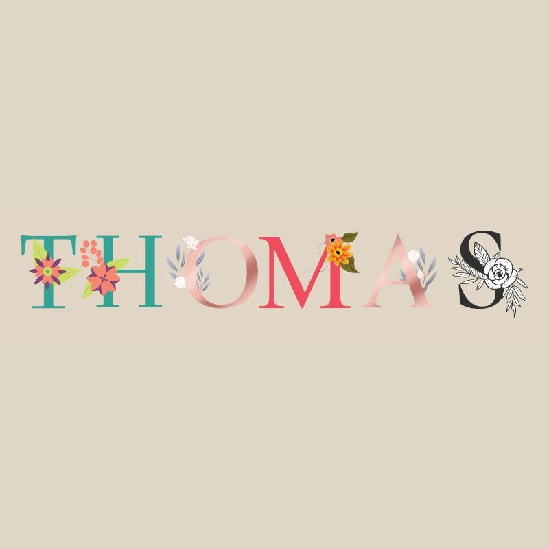 THOMAS ART DU NOM AVEC FLEURS BRODÉES