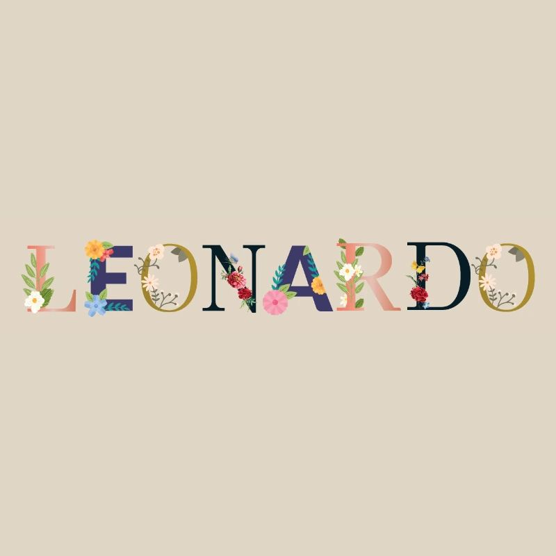 Le nom de LEONARDO décoré de fleurs