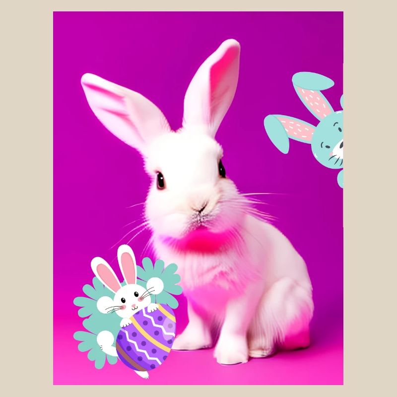 Pink Easter Bunny with Easter Egg Pink