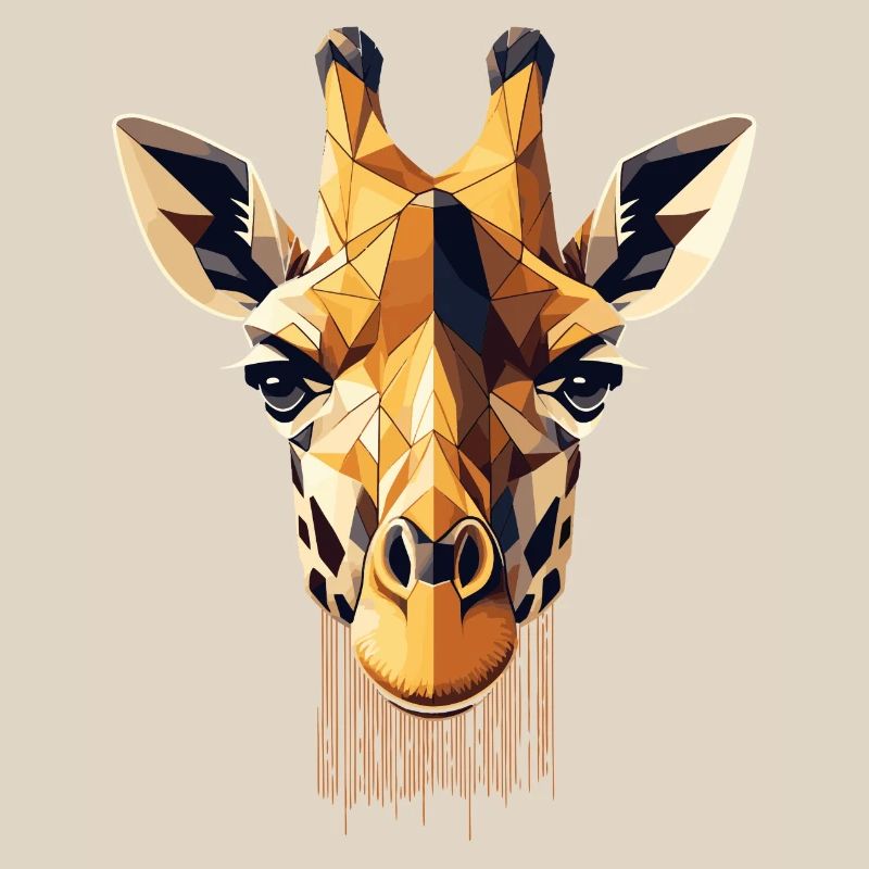 Geometric Giraffe Head Polygons Motif