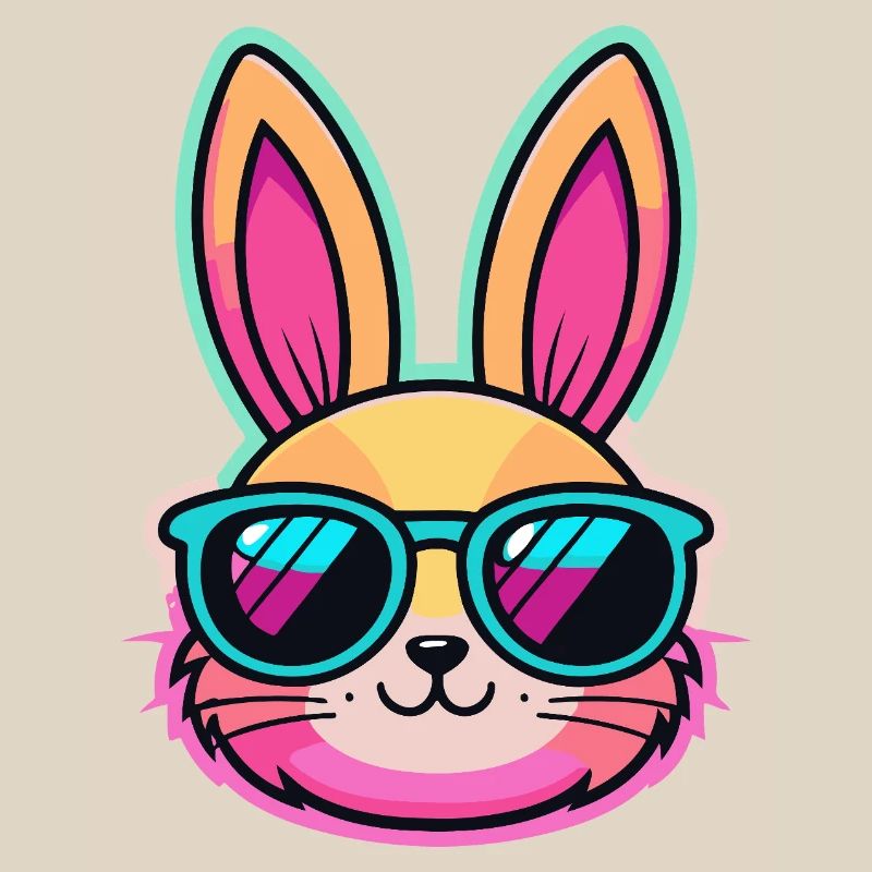 Neon Bunny with Colored Glasses