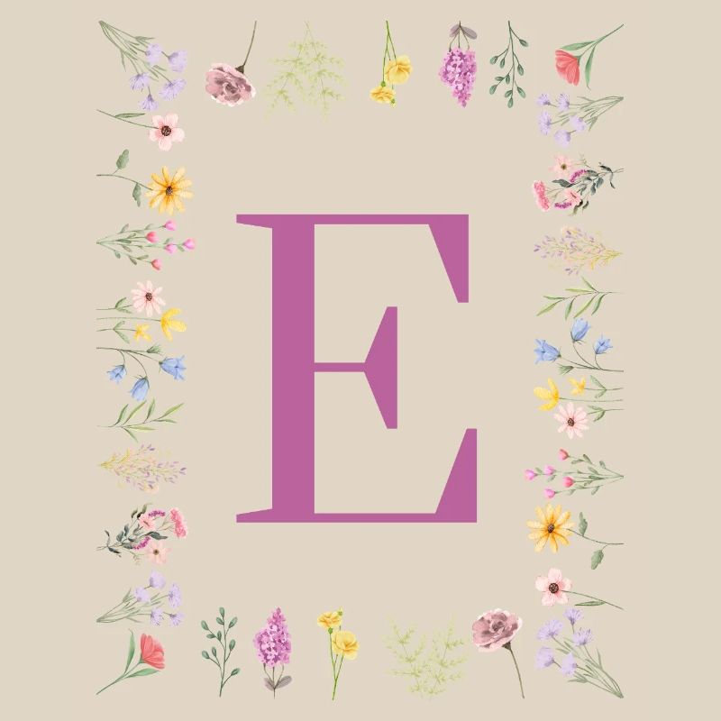 Monogram E with spring blossoms