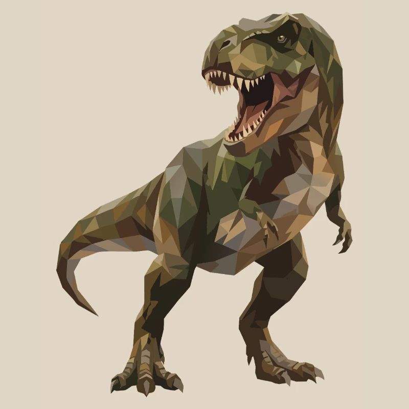 Geometric Green T-Rex Low Poly Camo Style