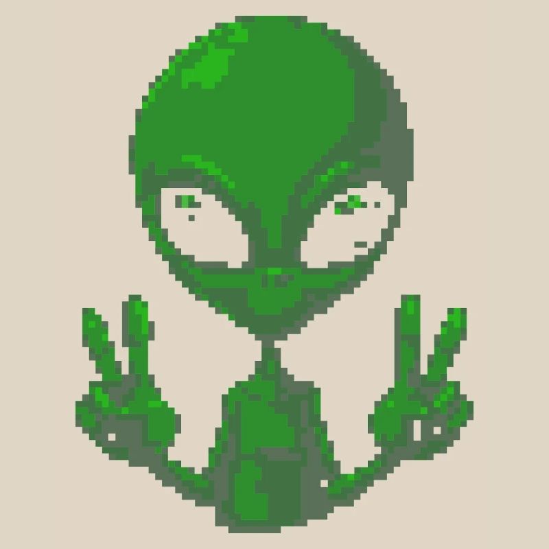 Pixel Alien Friedenszeichen-Tee