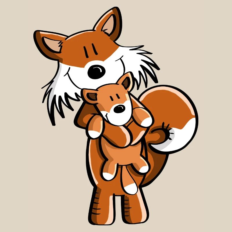 Fuchs mit Babyfuchs - Comic- Geschenk - Kinder