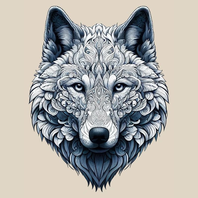 Wolf decorated with Mandalas