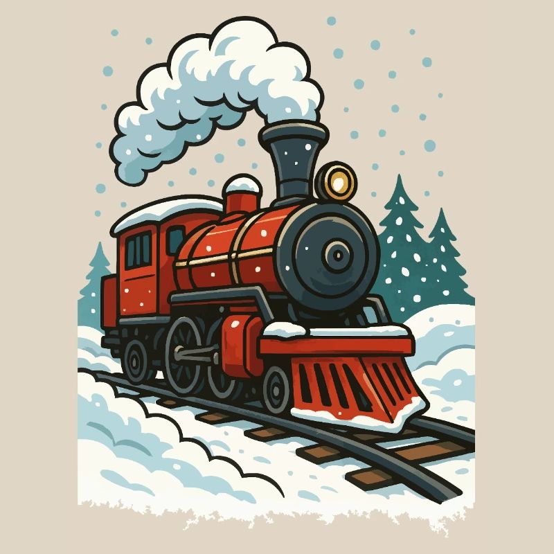 Winterliche Dampflok Comic