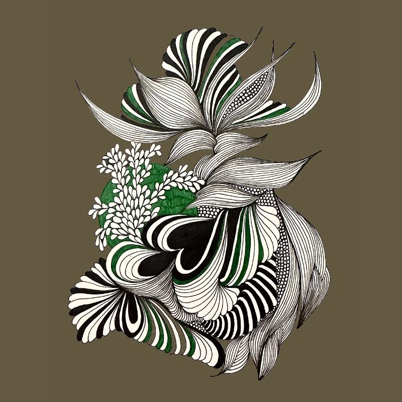 Green Lines Botanical Pattern