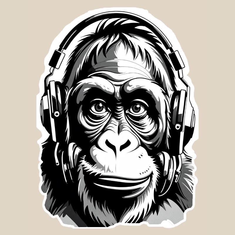 Musik Affe Gorilla mit Kopfhoerer als Geschenkidee