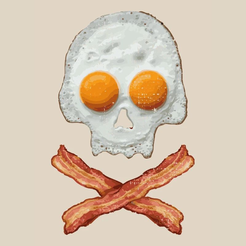 Fried Egg Skull with Bacon Cross