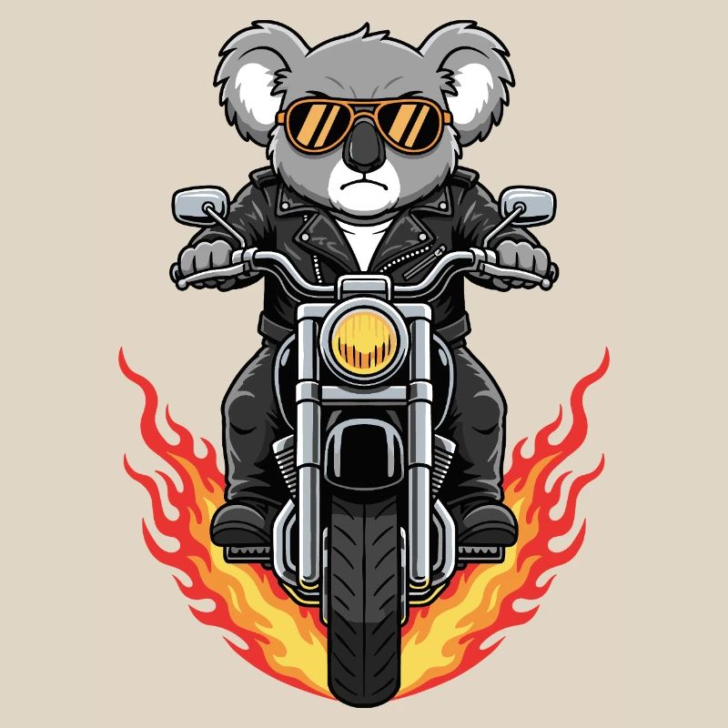 Cool Biker Koala Motorcycle Flames