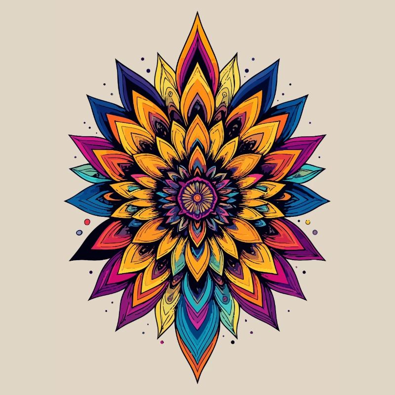 Bunte LSD Blume Mandala Farbexplosion Blumenstern