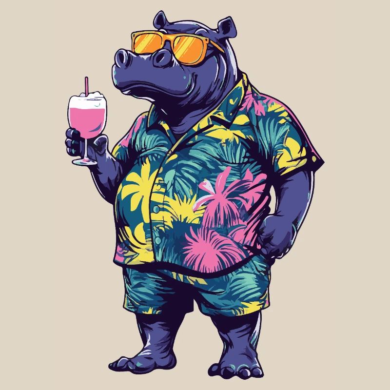 Nilpferd Comic Sommer