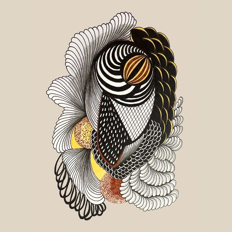 Geometric line drawing with scale pattern