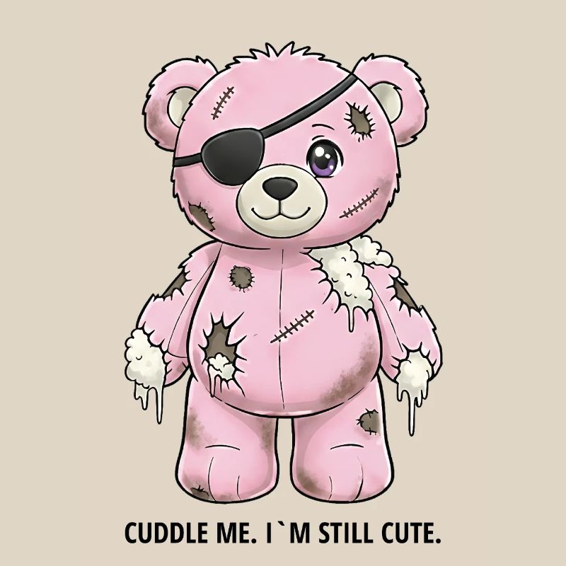 Patchwork Pink Teddy Bear with Eye Patch