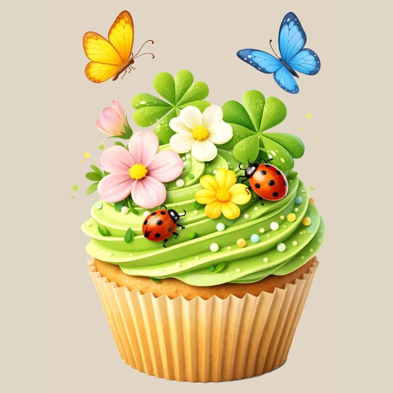 Cupcake de printemps avec des fleurs