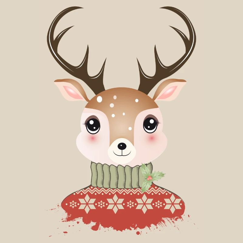 cerf chic mignon avec pull de Noël