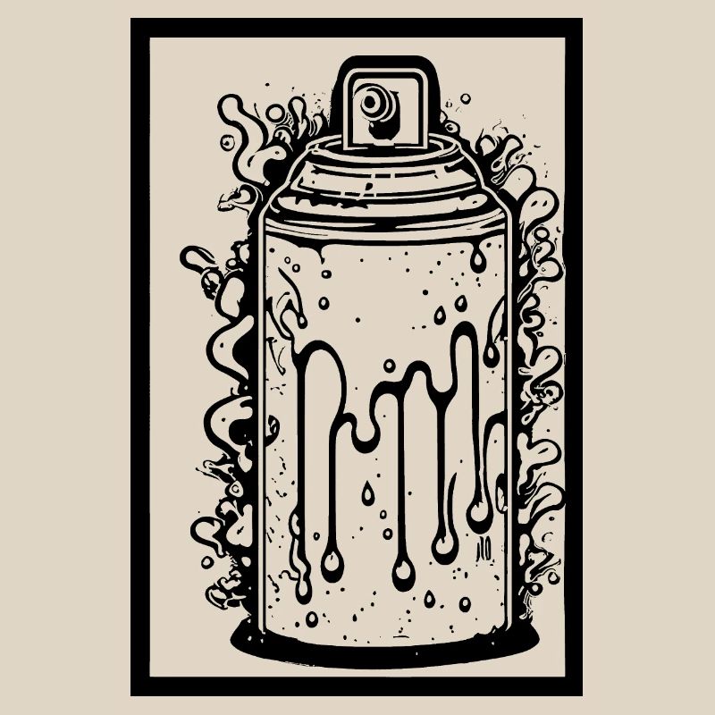 Comic spray can with drops in frame