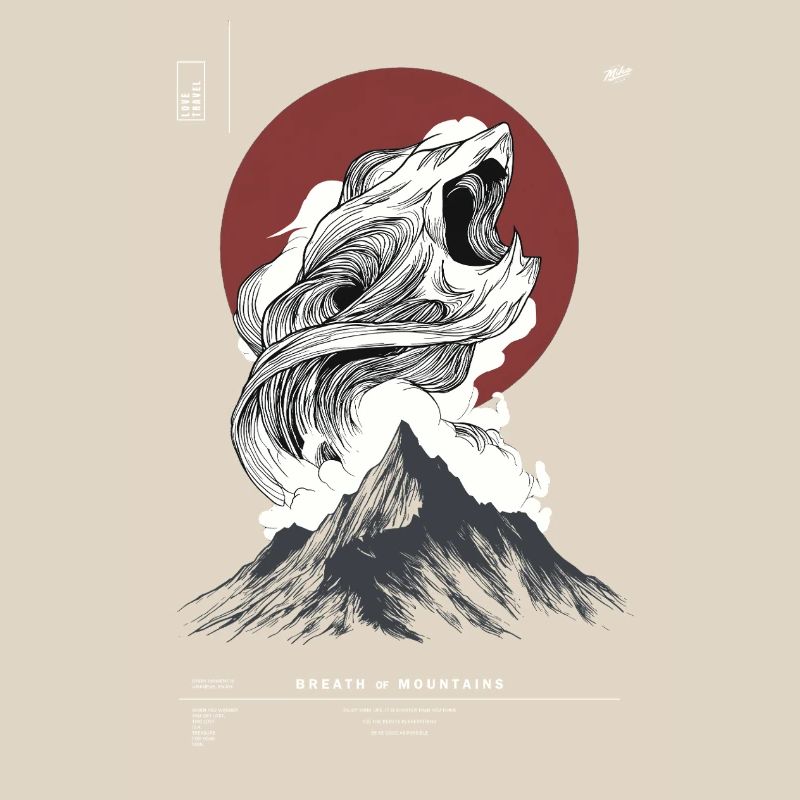 Wave Over Mountain Peak Circle