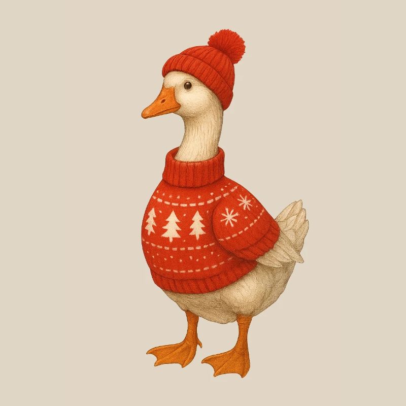 Gans im Strickpullover