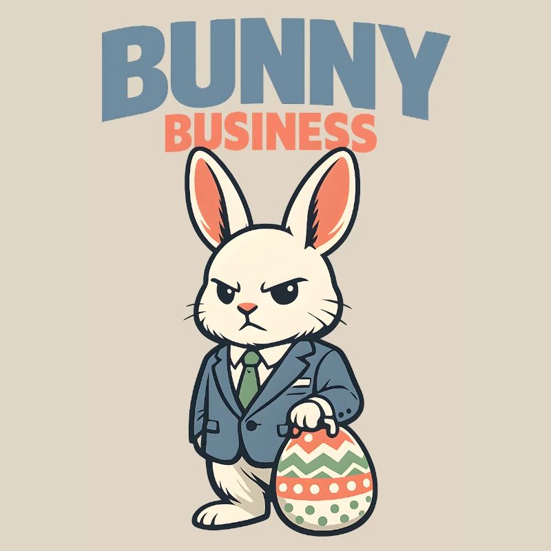 Cute Easter bunny with colorful egg and lettering