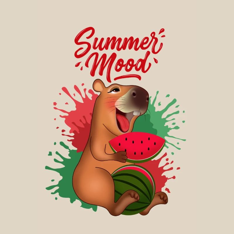 Capybara souriant avec pastèque