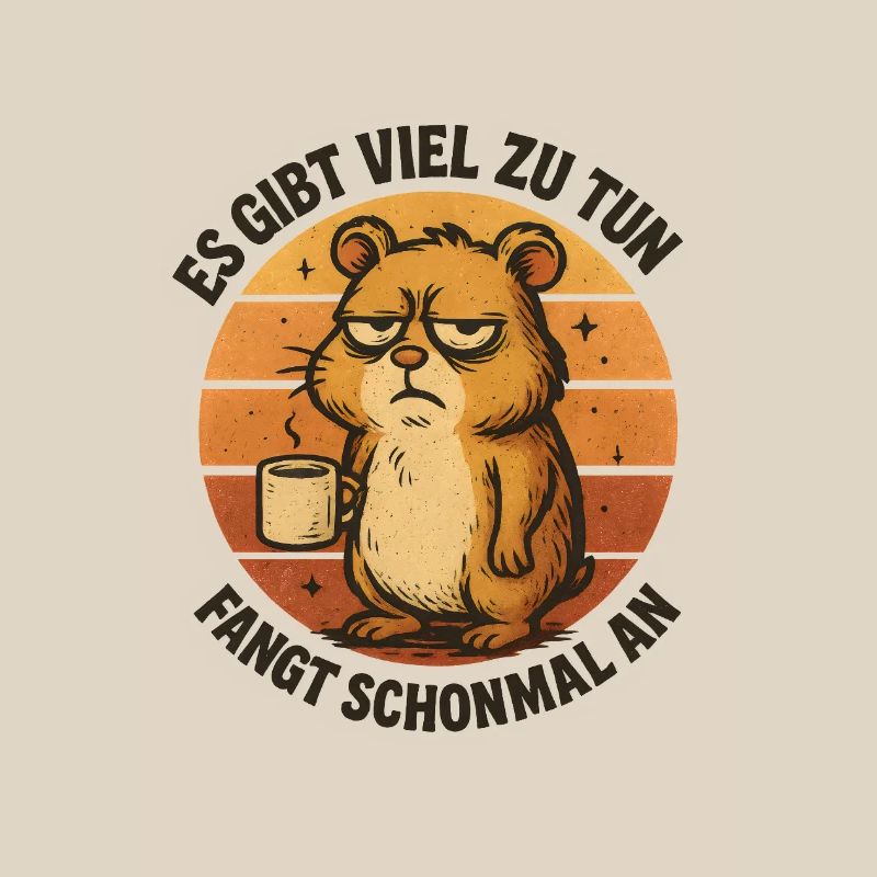 Grimmiger Hamster mit Kaffee