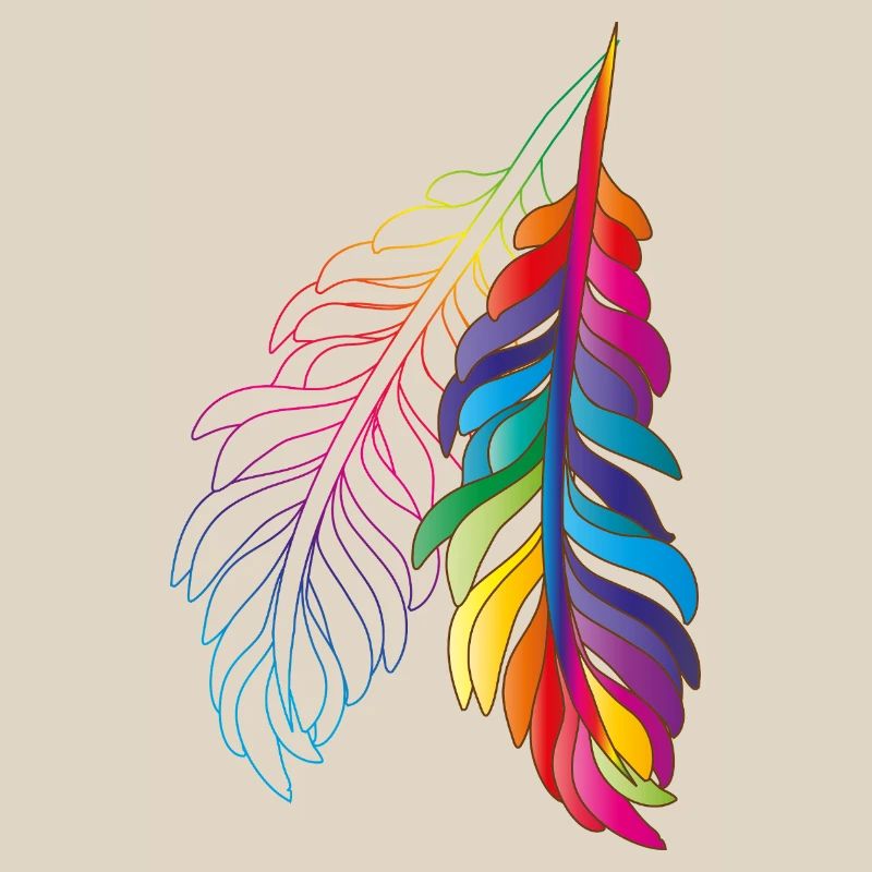 Rainbow feathers – colourful boho design