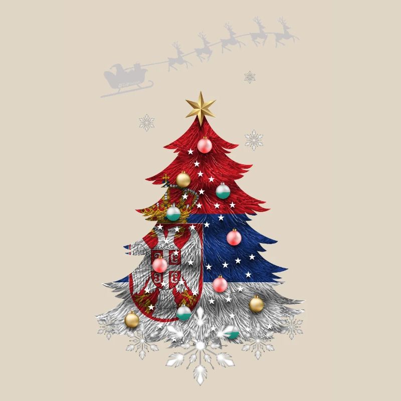 Weihnachtsbaum mit serbischer Flagge