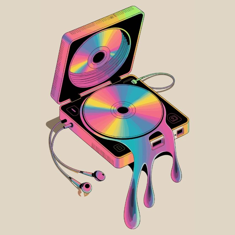 Retro Discman Psychedelic CD Player 90s
