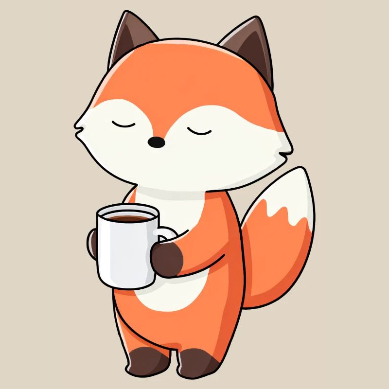 Fox with Coffee Mug Charm