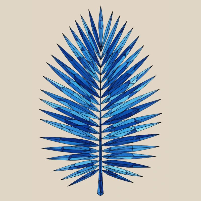 Blue Geometry Palm Leaf
