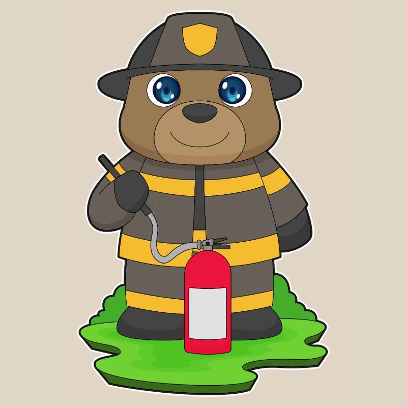 Bear Firefighter Fire Extinguisher Fire Brigade