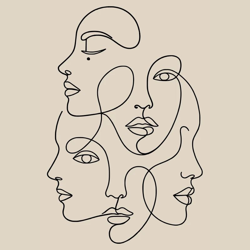 Minimalist One Line Multi Face