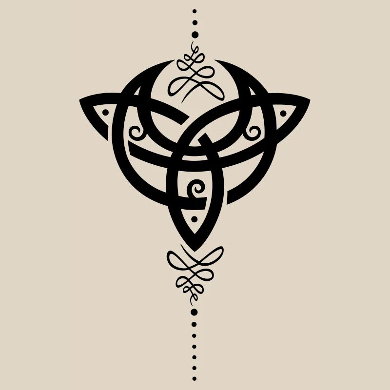 Celtic moon, crescent moon with Trinity symbol.