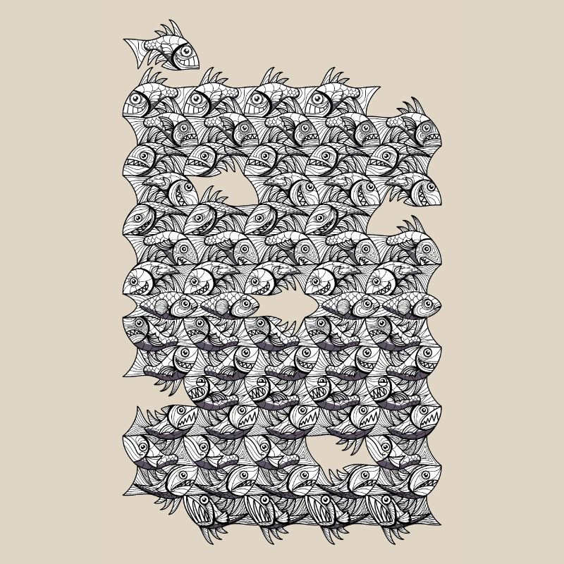 Repeated monochrome fish