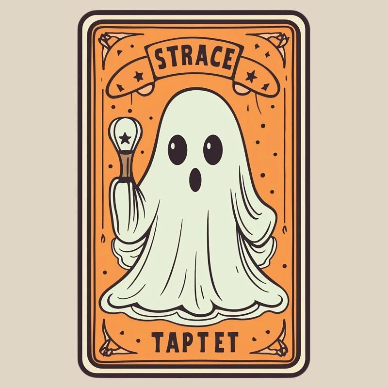Tarot Card Ghost with Stick