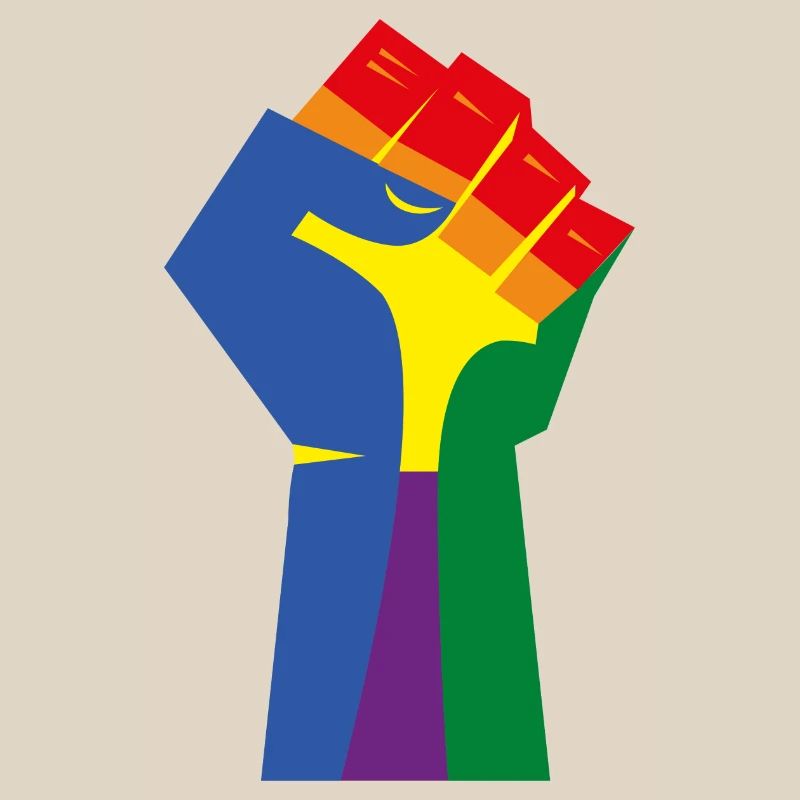 Die erhobene Faust (Regenbogenfarben)