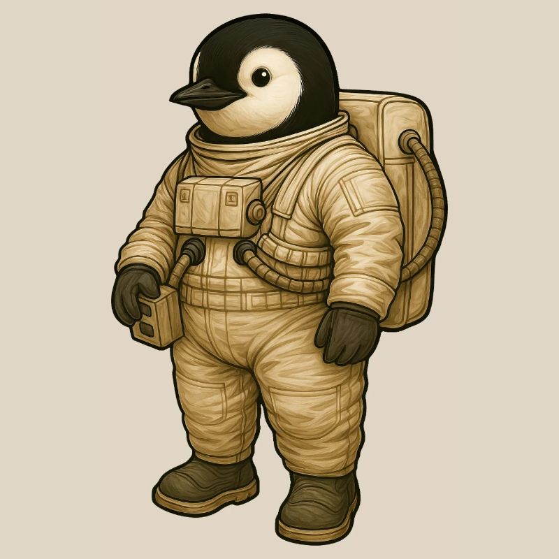 Mignon pingouin astronaute dans l’aventure spatiale