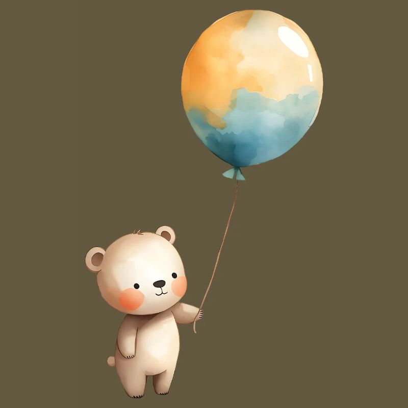 Pastel Teddy Balloon Illustration