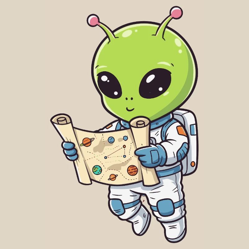 Alien Astronaut with Map