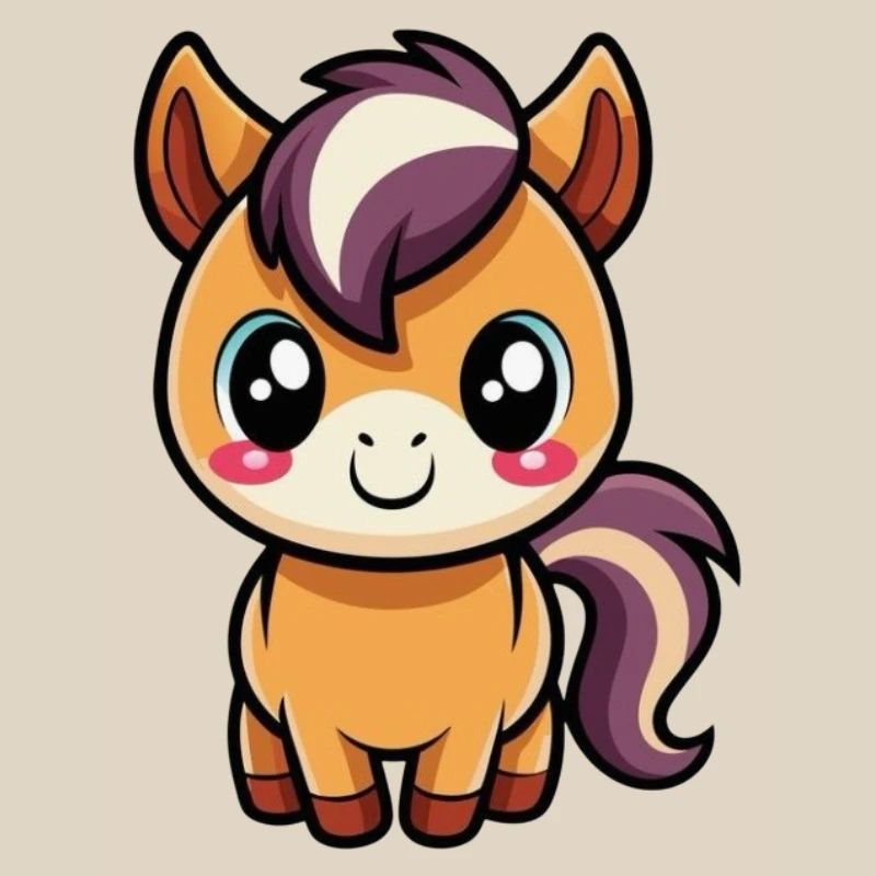 Süßes Chibi-Pony mit lila Mähne