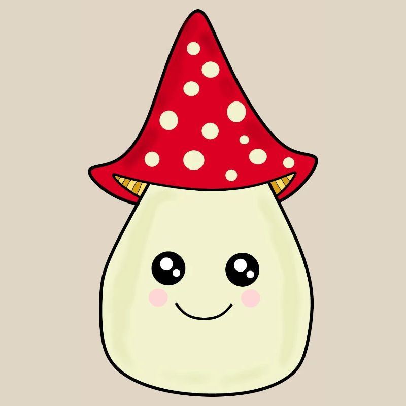 Kawaii champignon Toadstool mignon rouge avec visage