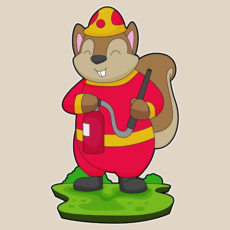 Squirrel Firefighter Fire Extinguisher Fire Brigade