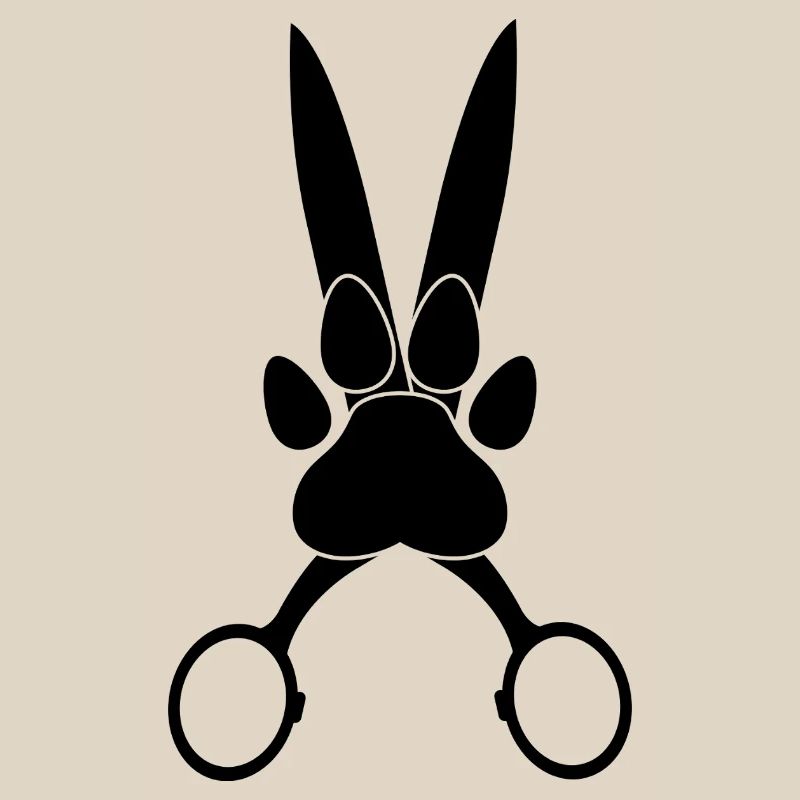 Patte de chien sur ciseaux