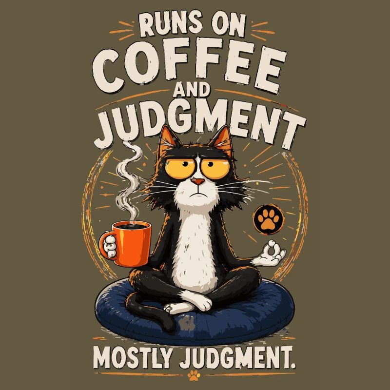 Coffee Cat Meditating: Judgment Zen