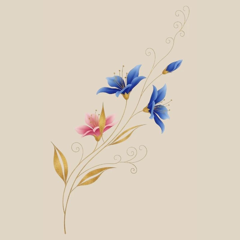 Liane fleur dorée Bleu Rose