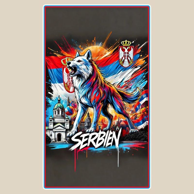 Conception du drapeau national du loup de Serbie