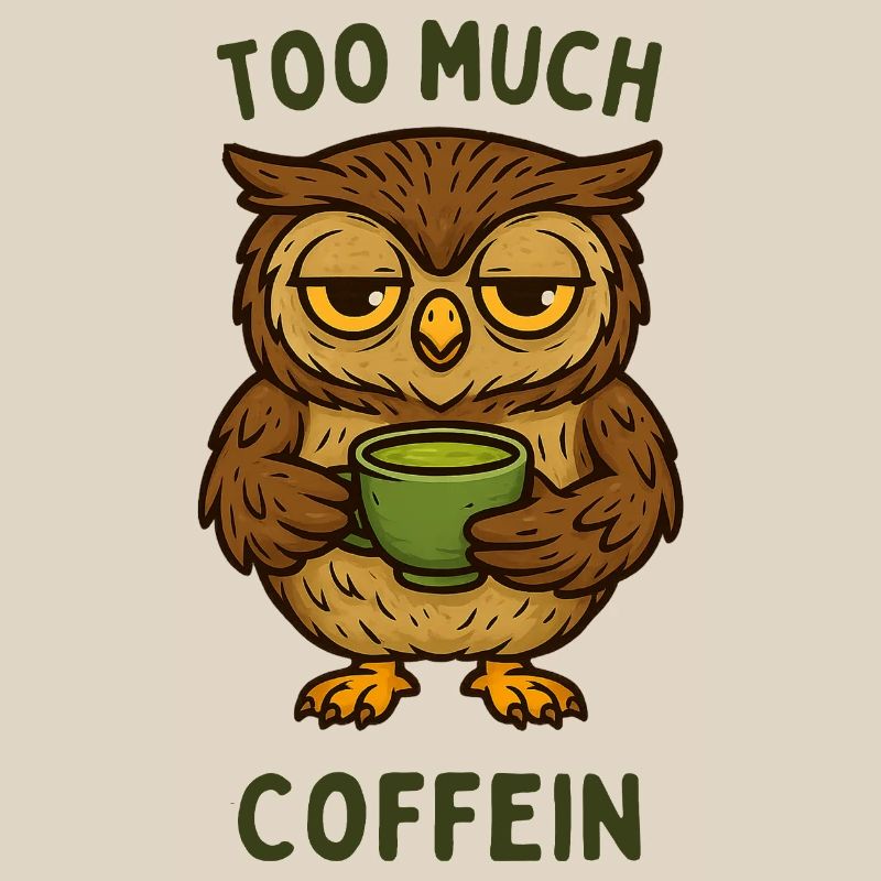 Nickernde Eule mit Kaffeebecher