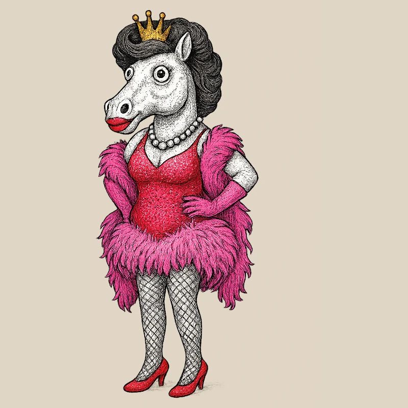 Königliche Stute-Diva in rosa Federn